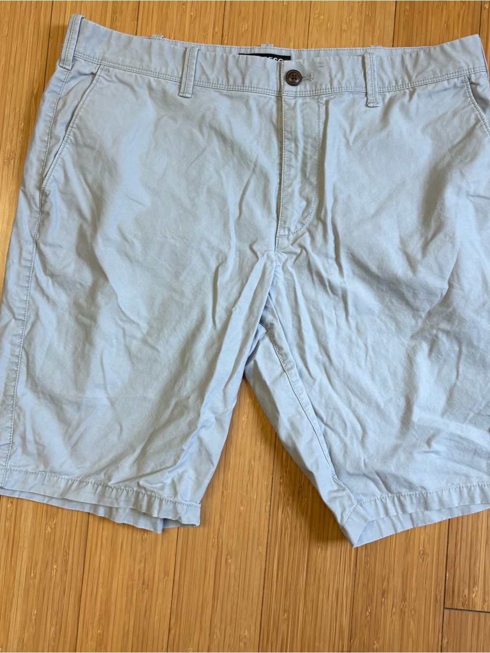 Express Men's Pale Blue Flat Front Shorts